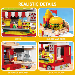 ecpoteny Piggy Burger Truck rear door opens for interactive service scenes.