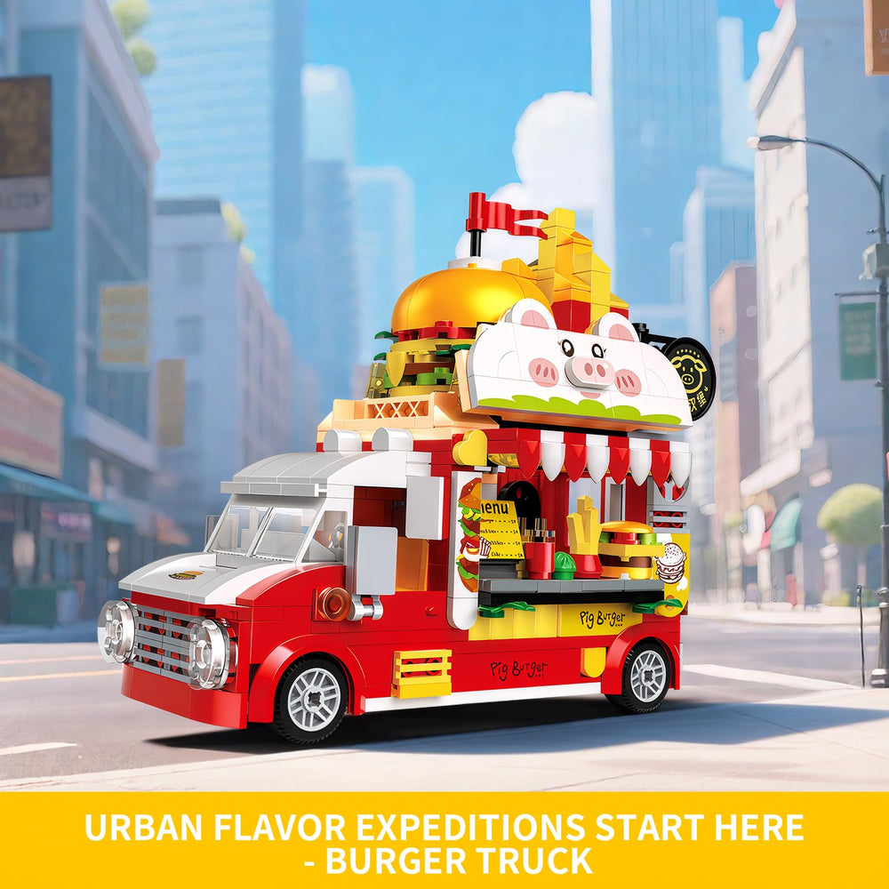 ecpoteny Piggy Burger Truck roof with giant burger sparks creativity during play.