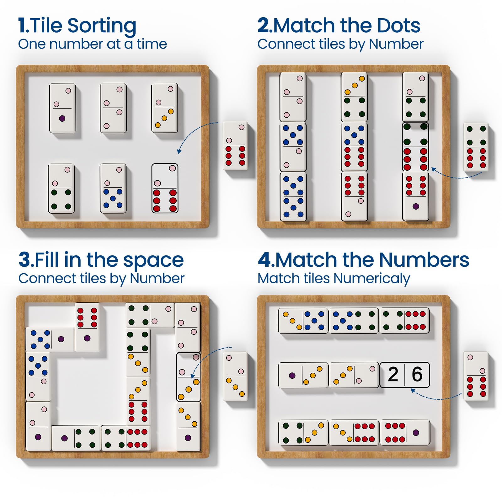 ECROUATY wooden tiles with 21 pieces are easy to grasp.