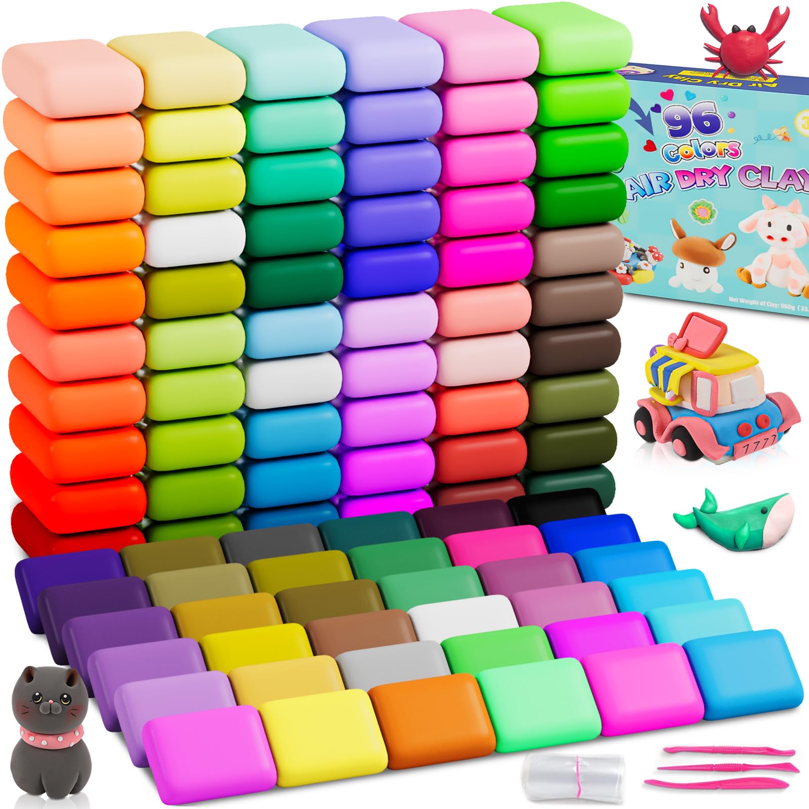 EDIFON air dry clay 96 colors palette for vibrant kids crafts