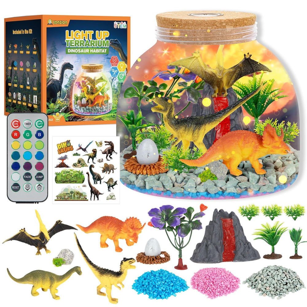 Ednzion Dinosaur Light-Up Terrarium bowl glows for immersive play.