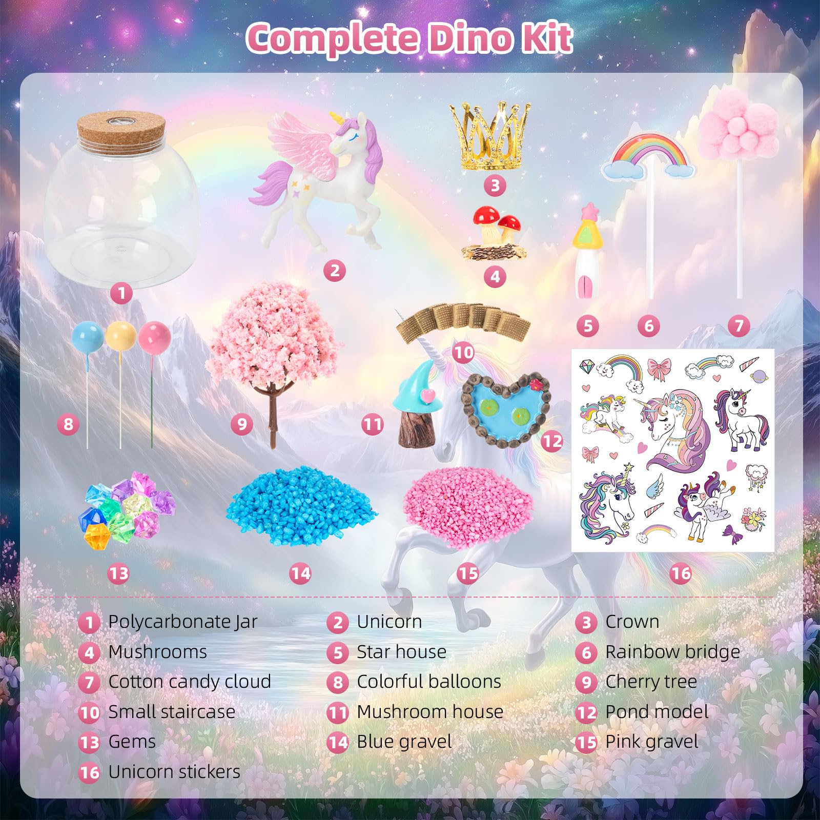 Ednzion unicorn figurines and rainbow bridge for storytelling and imaginative scenes