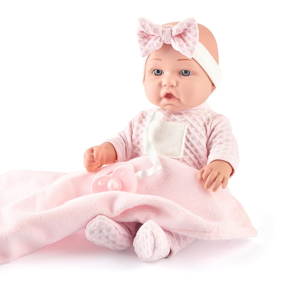 edollable 12-inch baby doll with pacifier for gentle pretend play