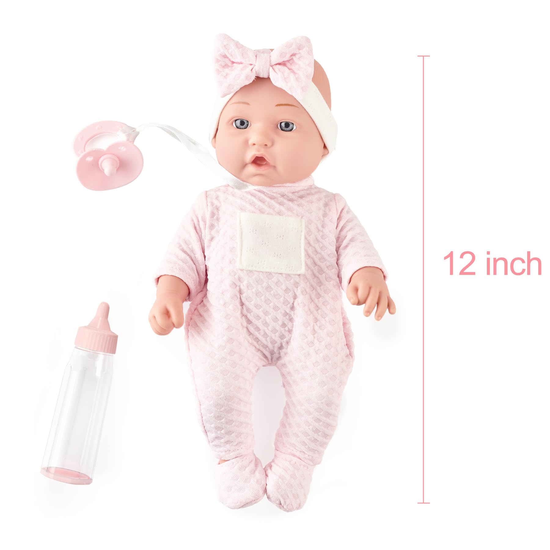 edollable 12-inch doll with removable pink outfits encourages dressing up and imaginative styling