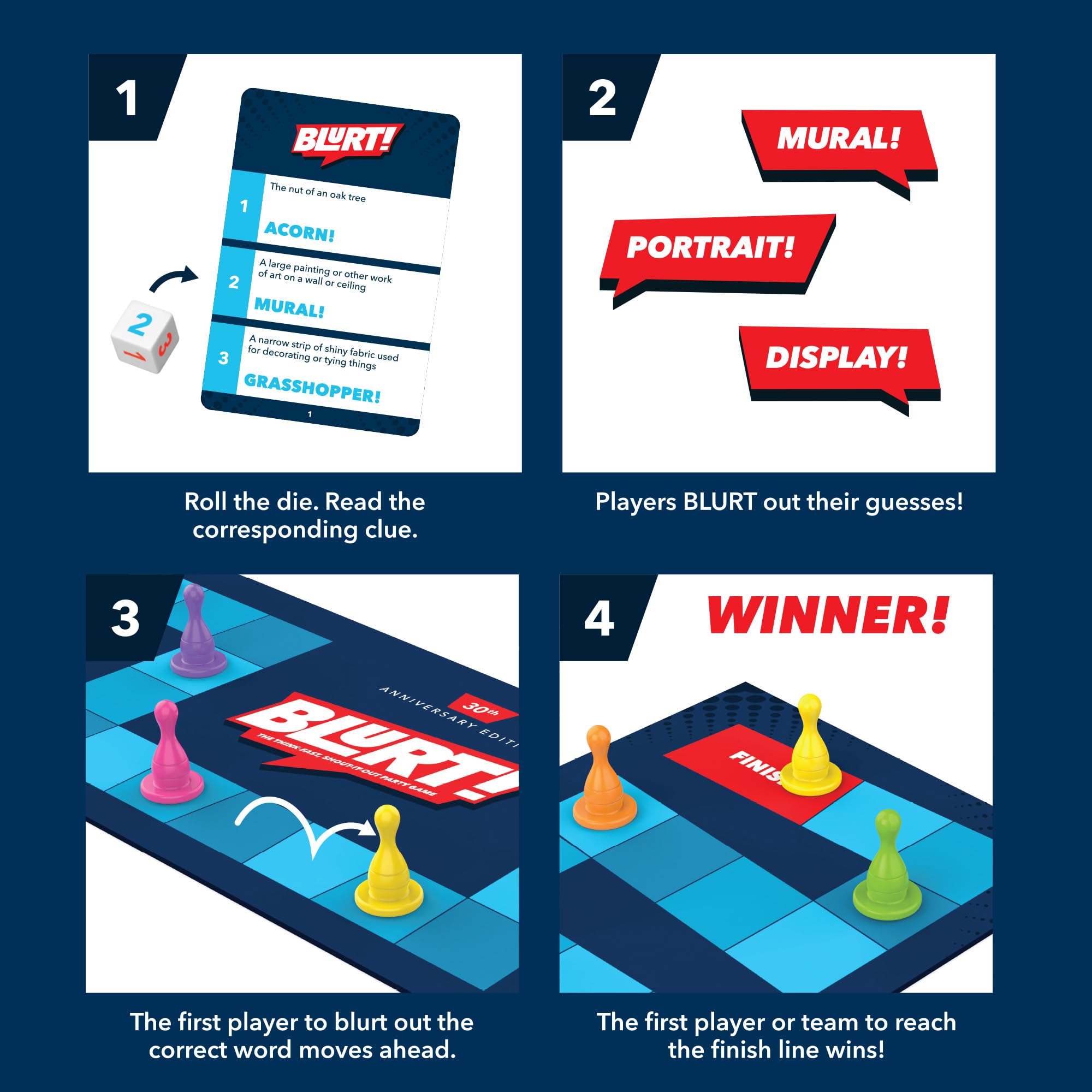 Educational Insights Blurt player pieces in motion during a fast-paced round