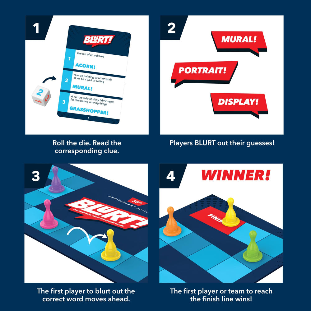 Educational Insights Blurt player pieces in motion during a fast-paced round
