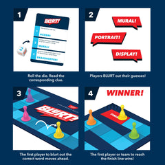 Educational Insights Blurt player pieces in motion during a fast-paced round