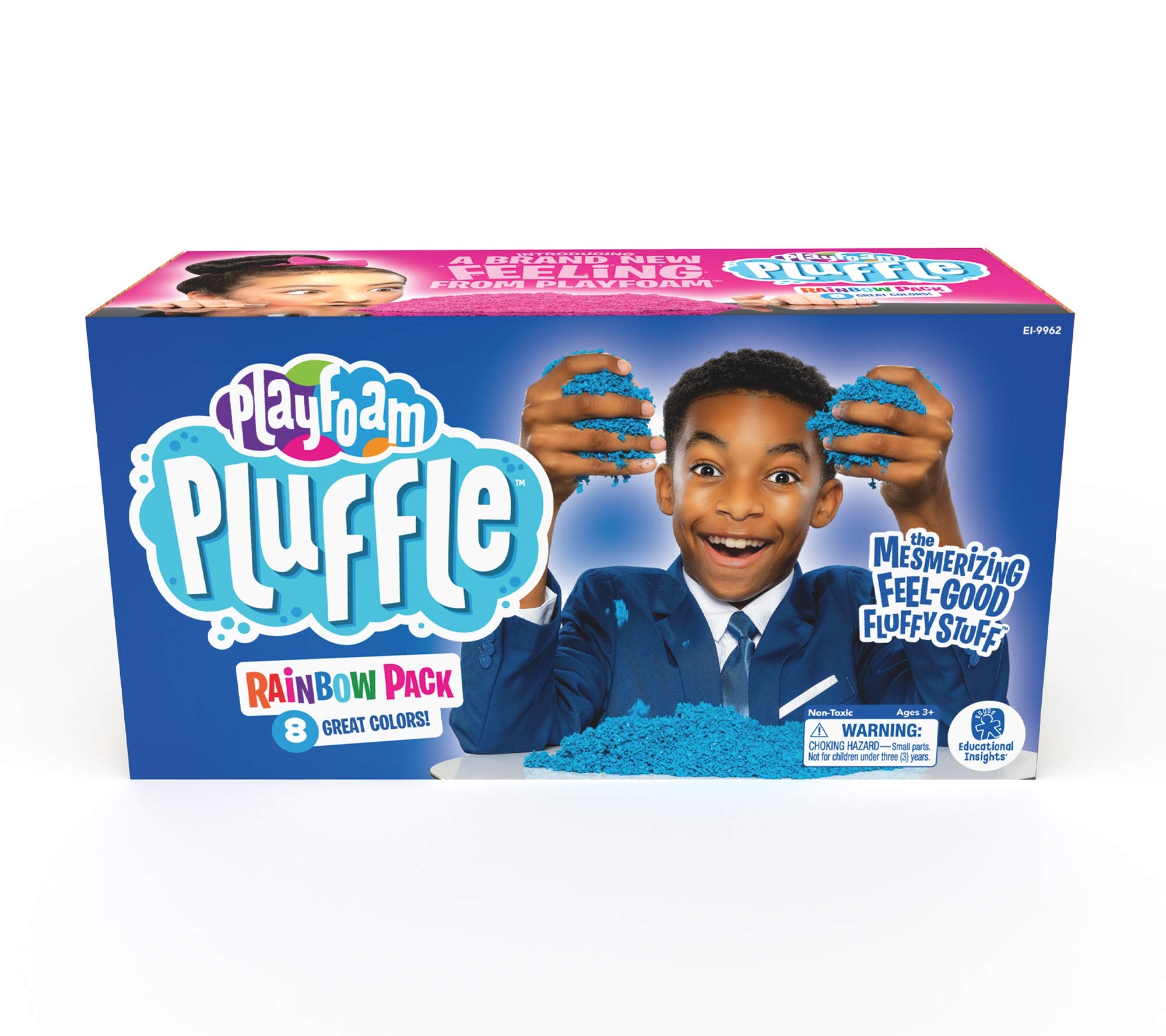 Educational Insights Pluffle stored in classroom cubby showing tidy, reusable sensory material
