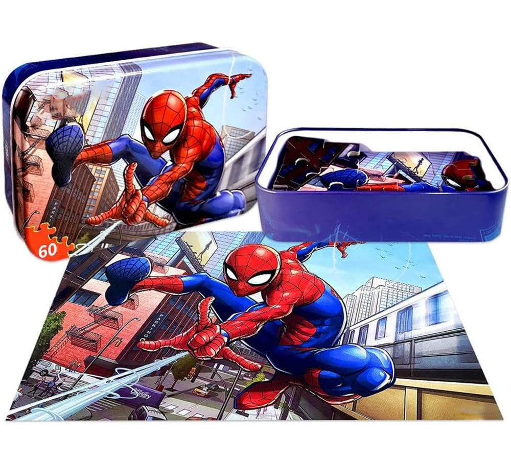 Portable metal box for on-the-go learning with the 60-piece puzzles
