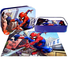 Portable metal box for on-the-go learning with the 60-piece puzzles