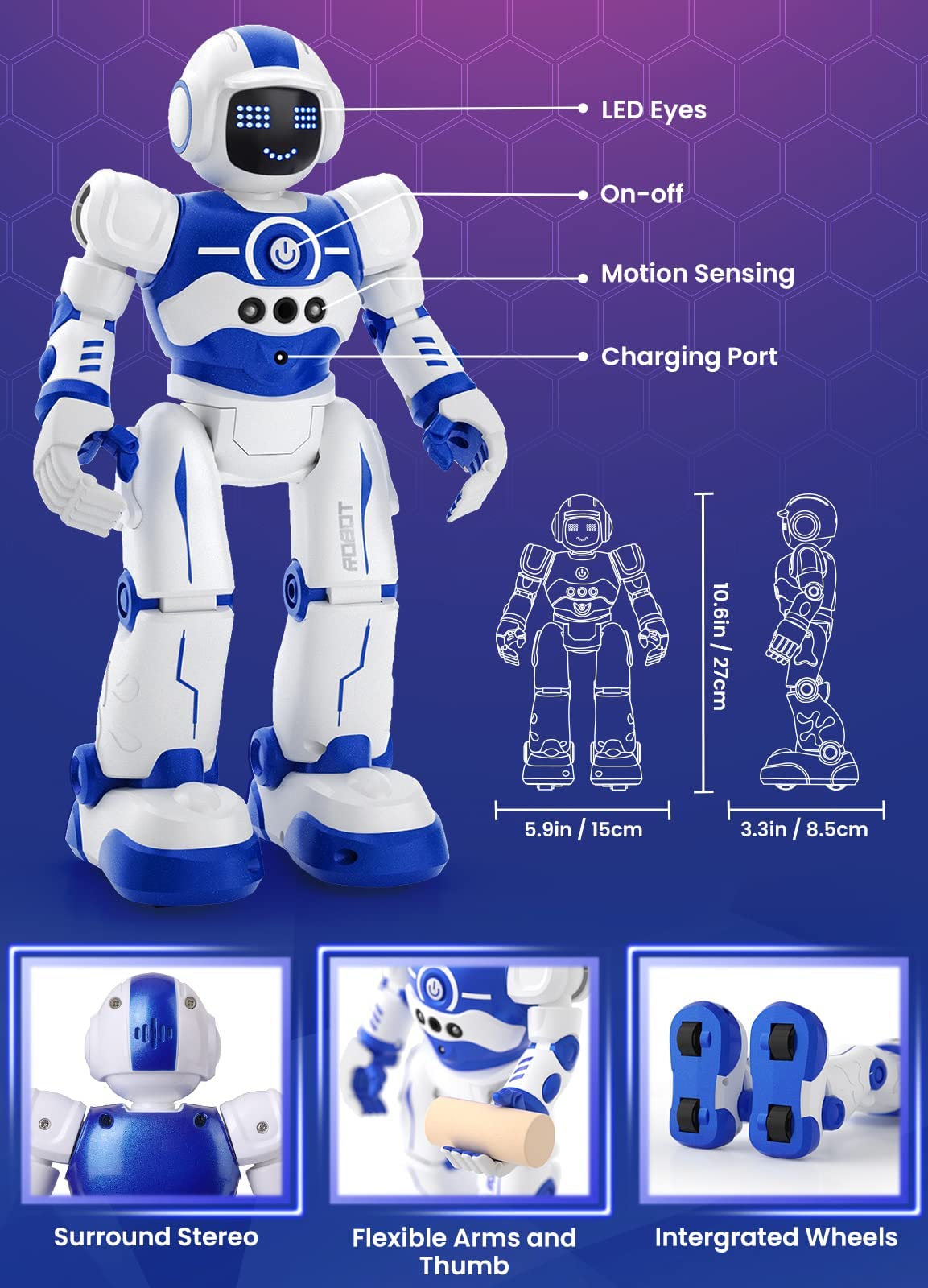 EduCuties gesture-control robot toy demonstrates hand-command movements for intuitive control.