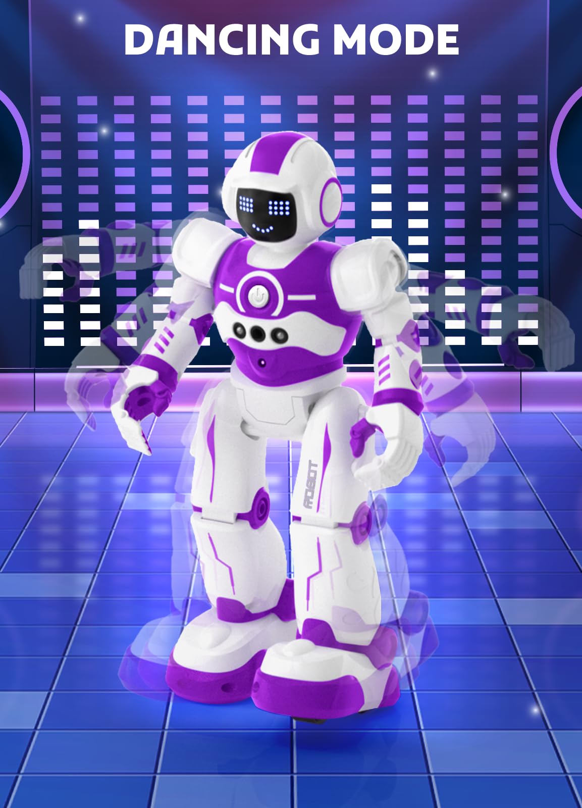 EduCuties robot toy LED eyes emphasize responsive movement and appeal for kids.