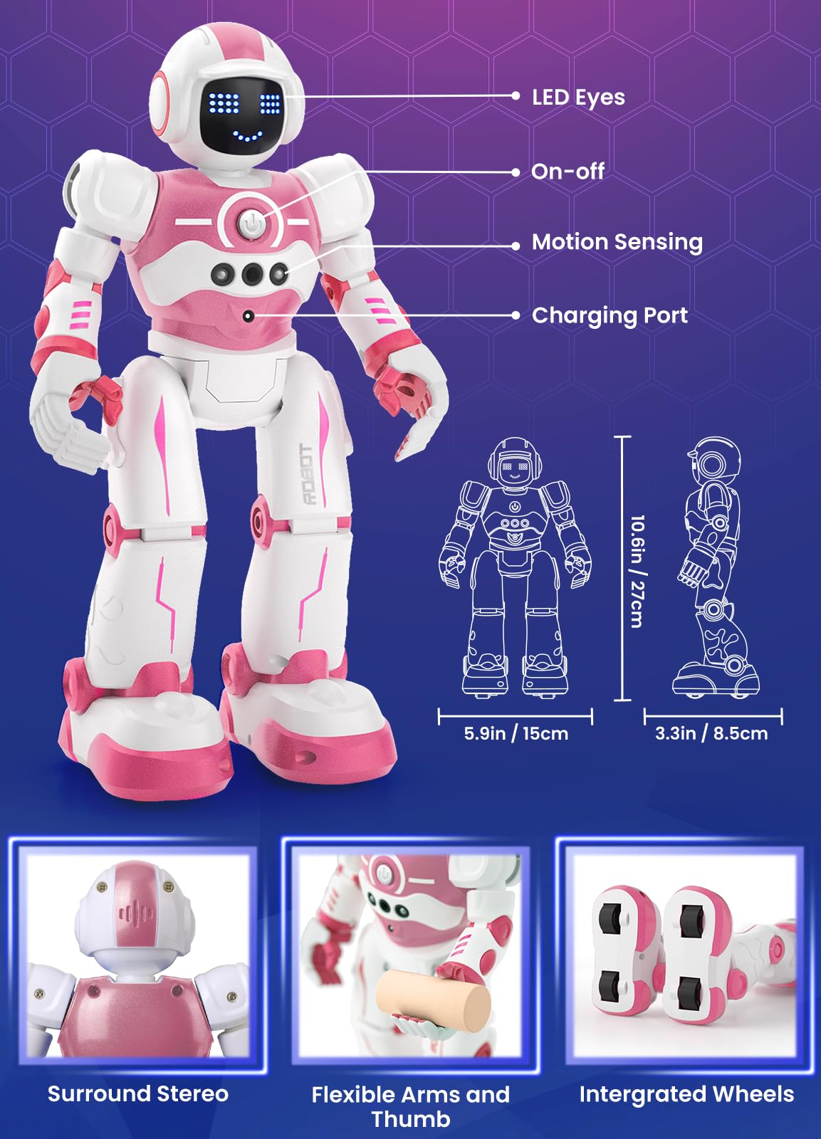 EduCuties pink robot toy remote control guiding movement