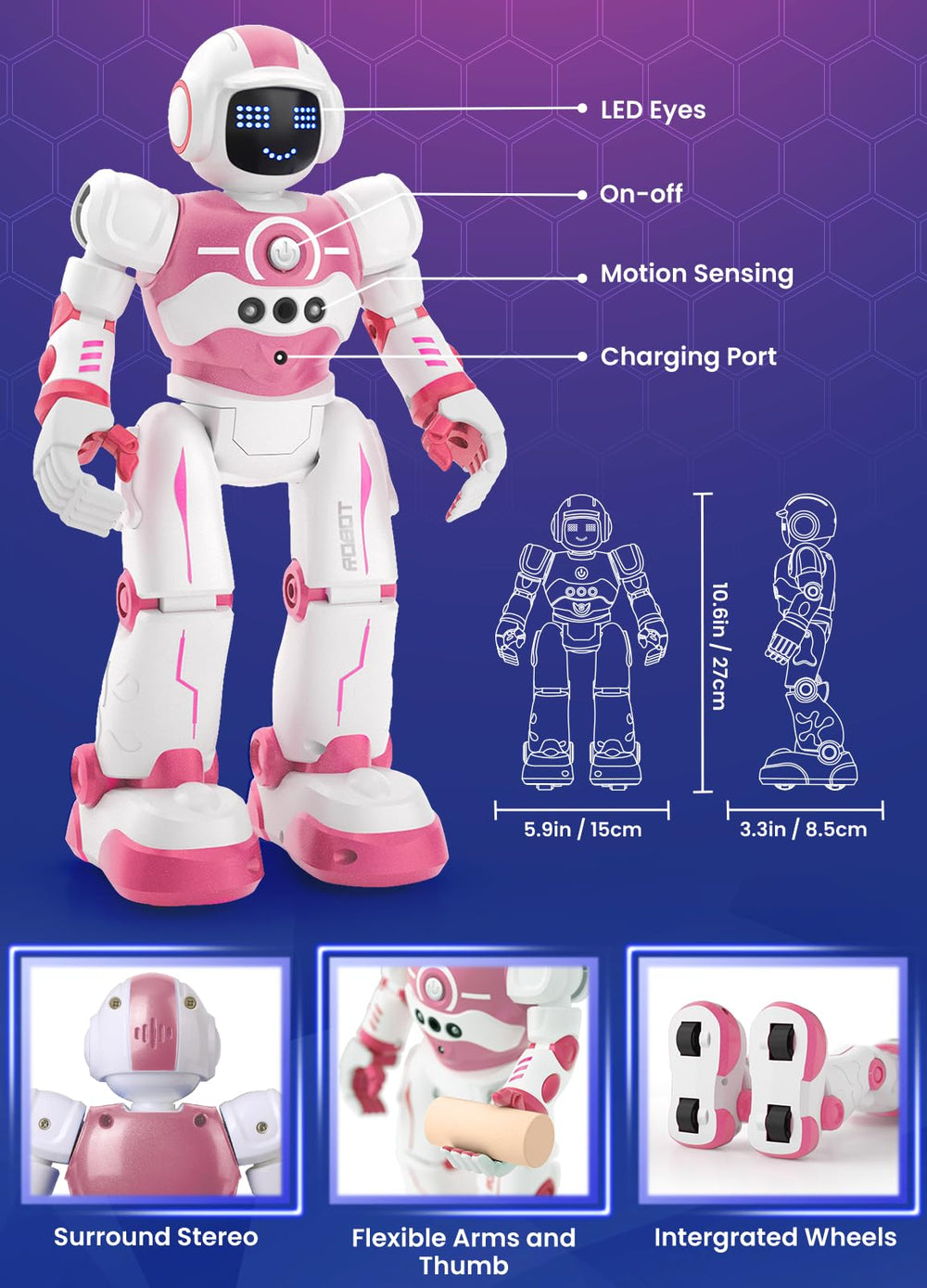 EduCuties pink robot toy remote control guiding movement