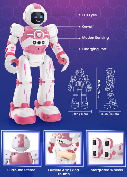 EduCuties pink robot toy remote control guiding movement