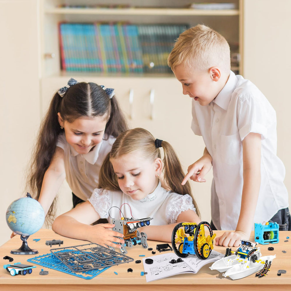 EduCuties robots moving on ground and water inspire imaginative STEM play.