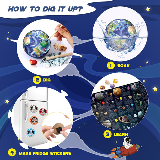 EDUMAN Gemstone Dig Kit 40 treasures fuel hands-on discovery during play