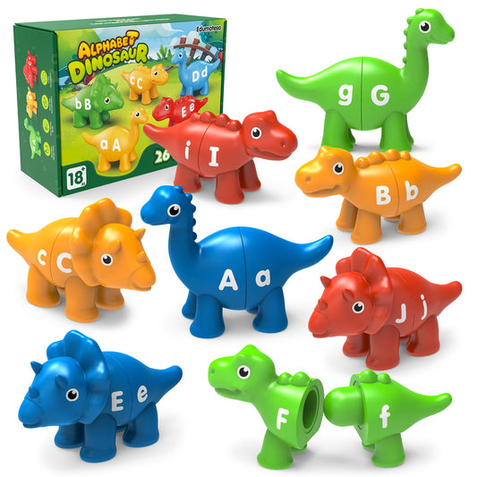 Edumoteso dinosaur alphabet tiles for early literacy and fine motor practice