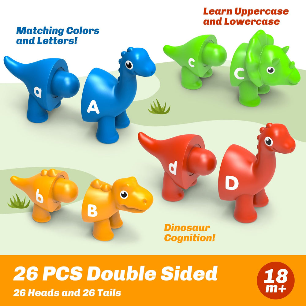 Edumoteso uppercase and lowercase dinosaur pairs support letter recognition
