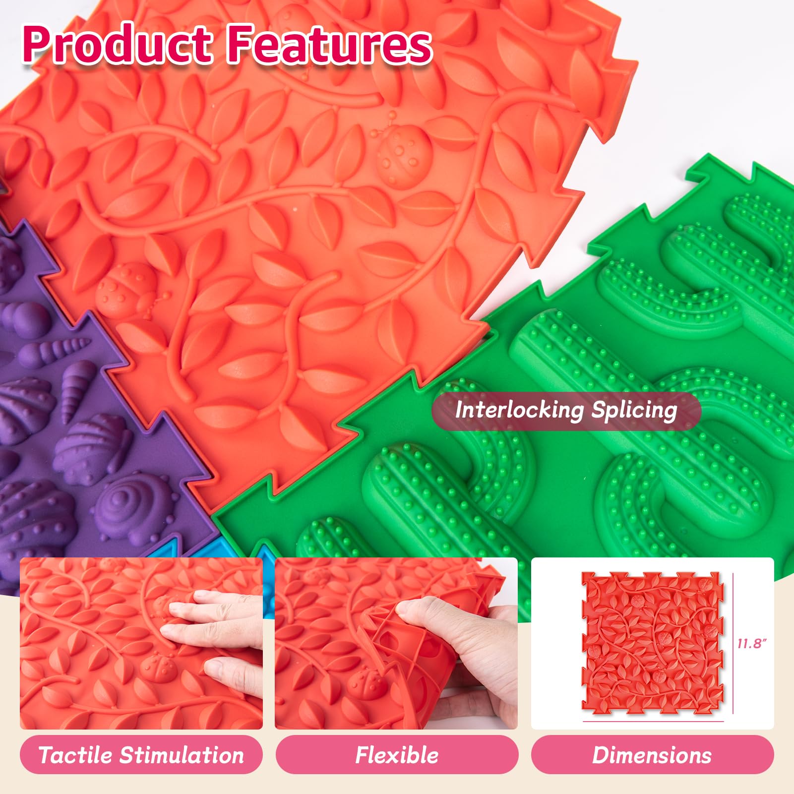 Edusense sensory mat bright colors to aid visual recognition during play