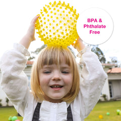 Edushape sensory ball glows in the dark for dim-light fun.