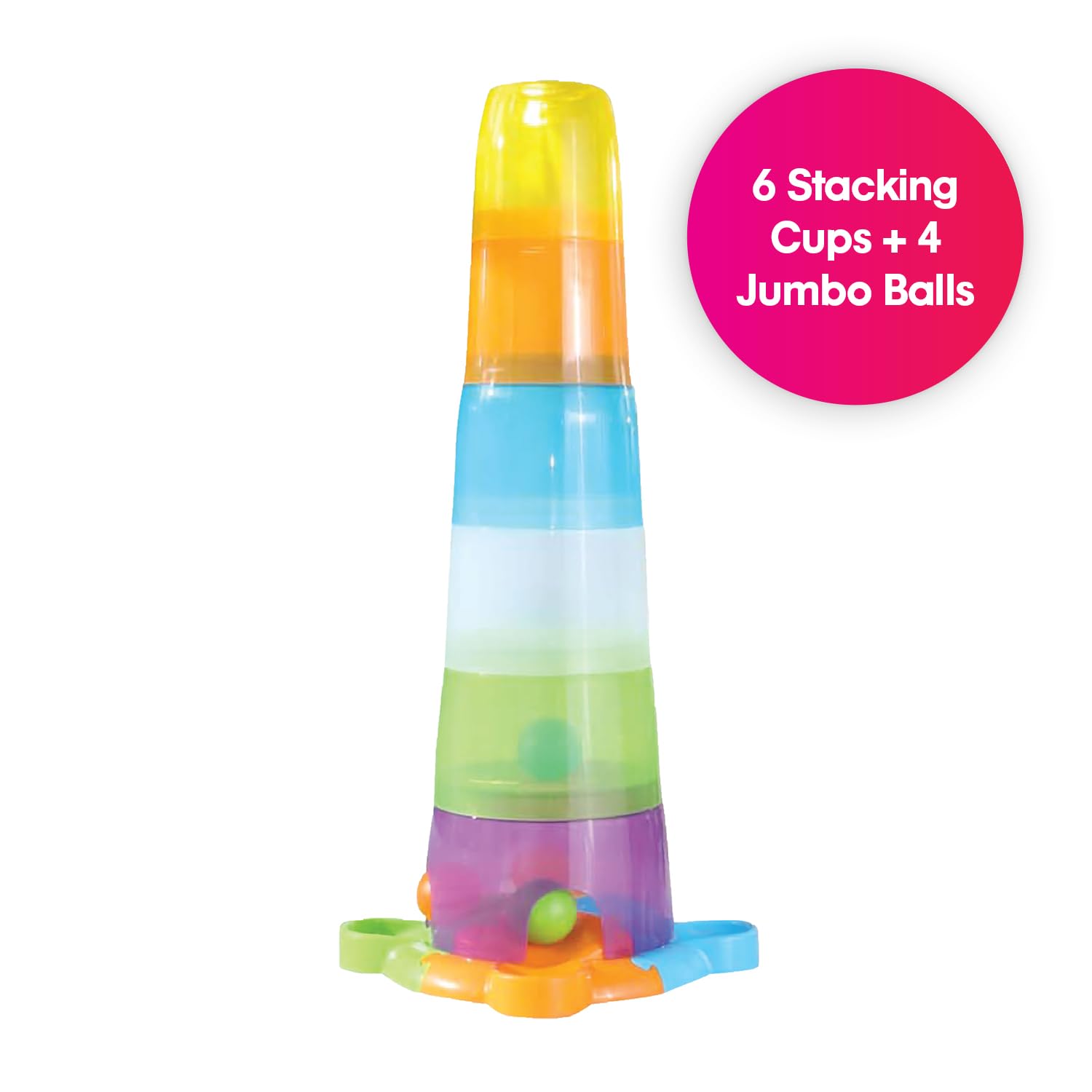 Edushape Stack & Drop Tower bright pieces boost fine motor skills and hand-eye coordination.