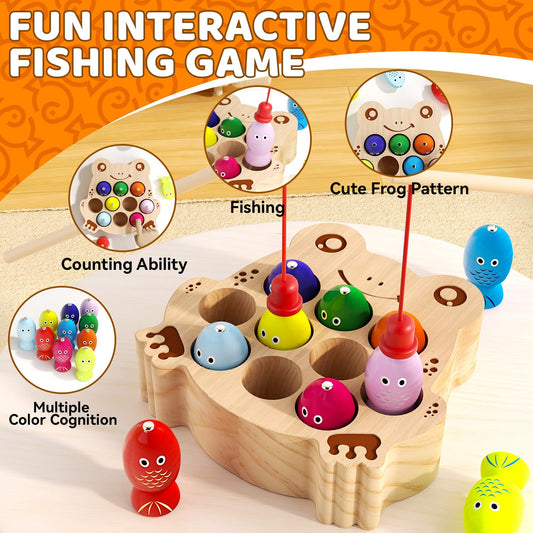 Edutree magnetic rods aiding precise grasp during pretend fishing.