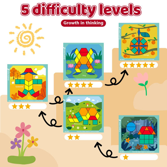 edutree pattern blocks with cards and pen enabling hands on design challenges