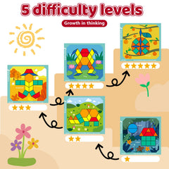 edutree pattern blocks with cards and pen enabling hands on design challenges