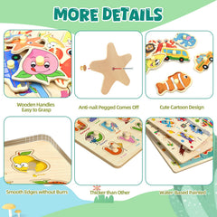edutree peg puzzle fruits introduces shapes and colors during playful snack-time moments.
