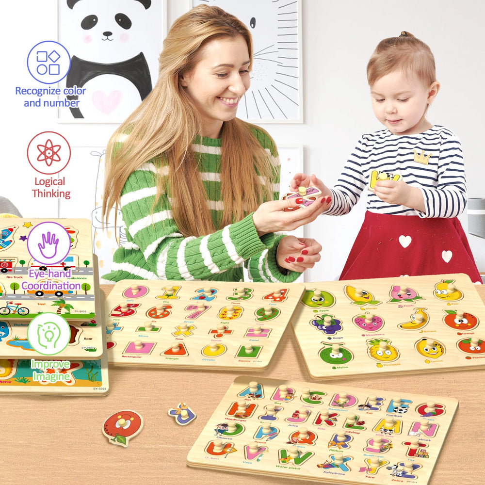 edutree peg puzzle transportation supports fine motor skills during busy travel-themed play.