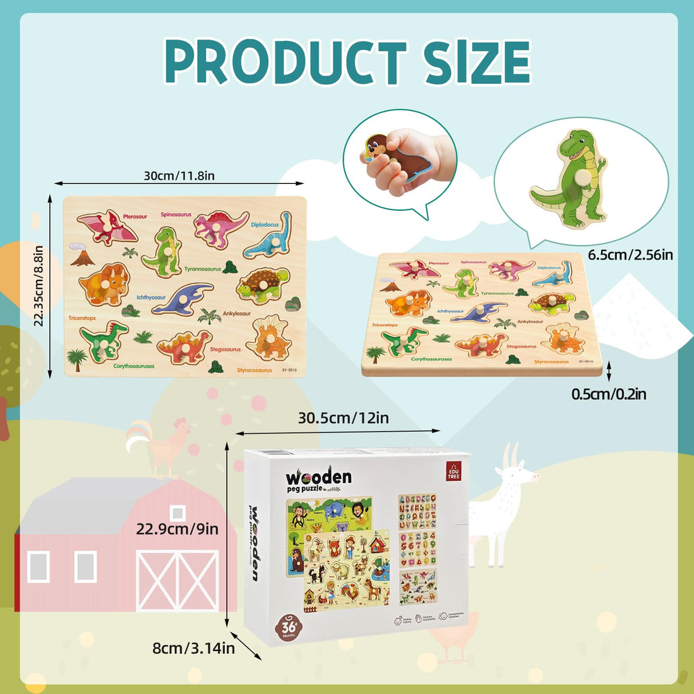 edutree wooden peg puzzle farm animals supports recognition with themed tasks