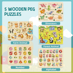 edutree wooden peg puzzle numbers enhances counting in a tactile format