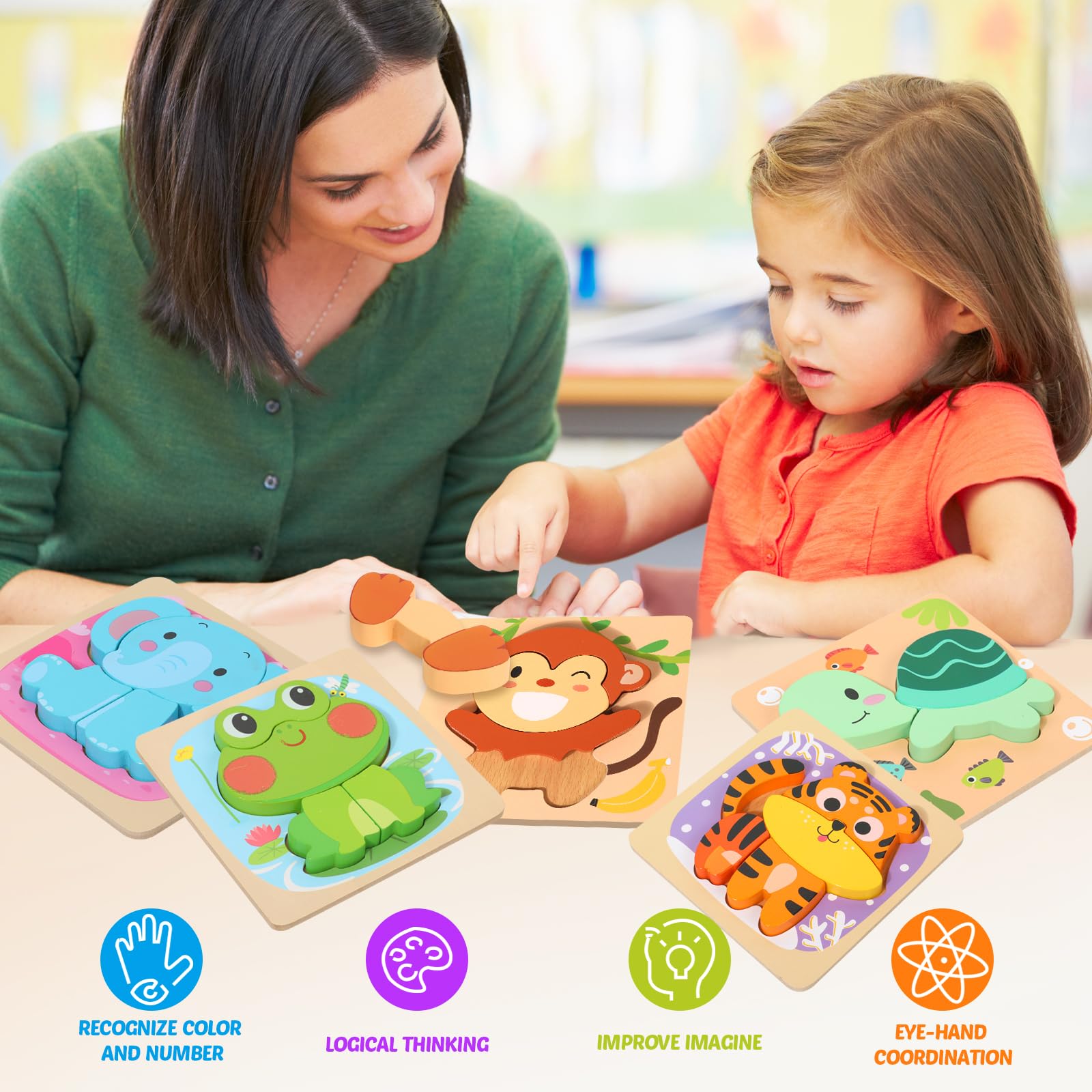 edutree wooden puzzle turtle—fosters patience as little hands fit pieces