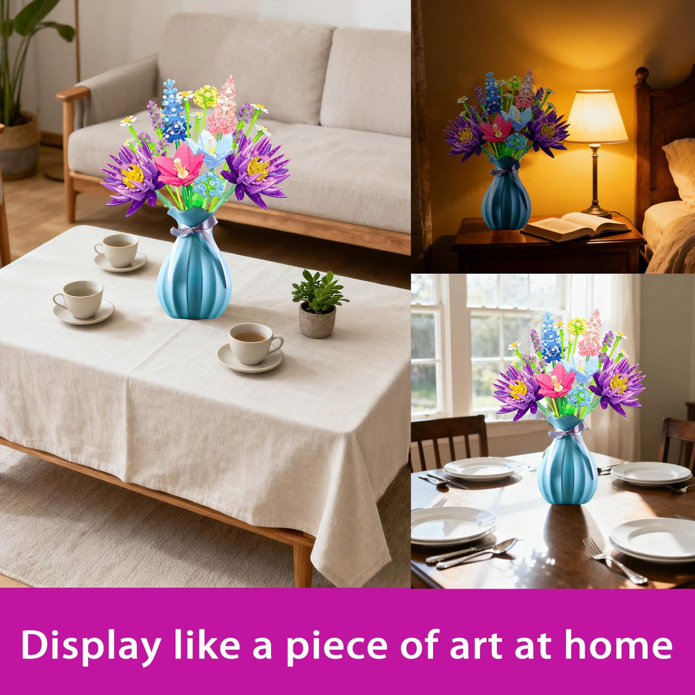Emeetlinn Hydrangea and balloon flower create a lush focal point on a desk