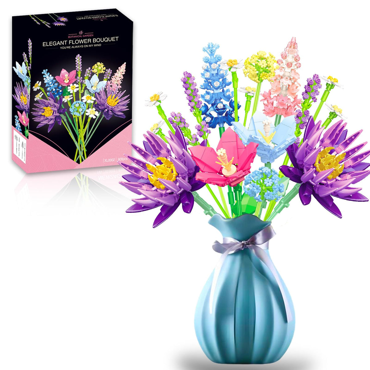 Emeetlinn Flower Bouquet Building Set with roses and water lily for elegant home decor