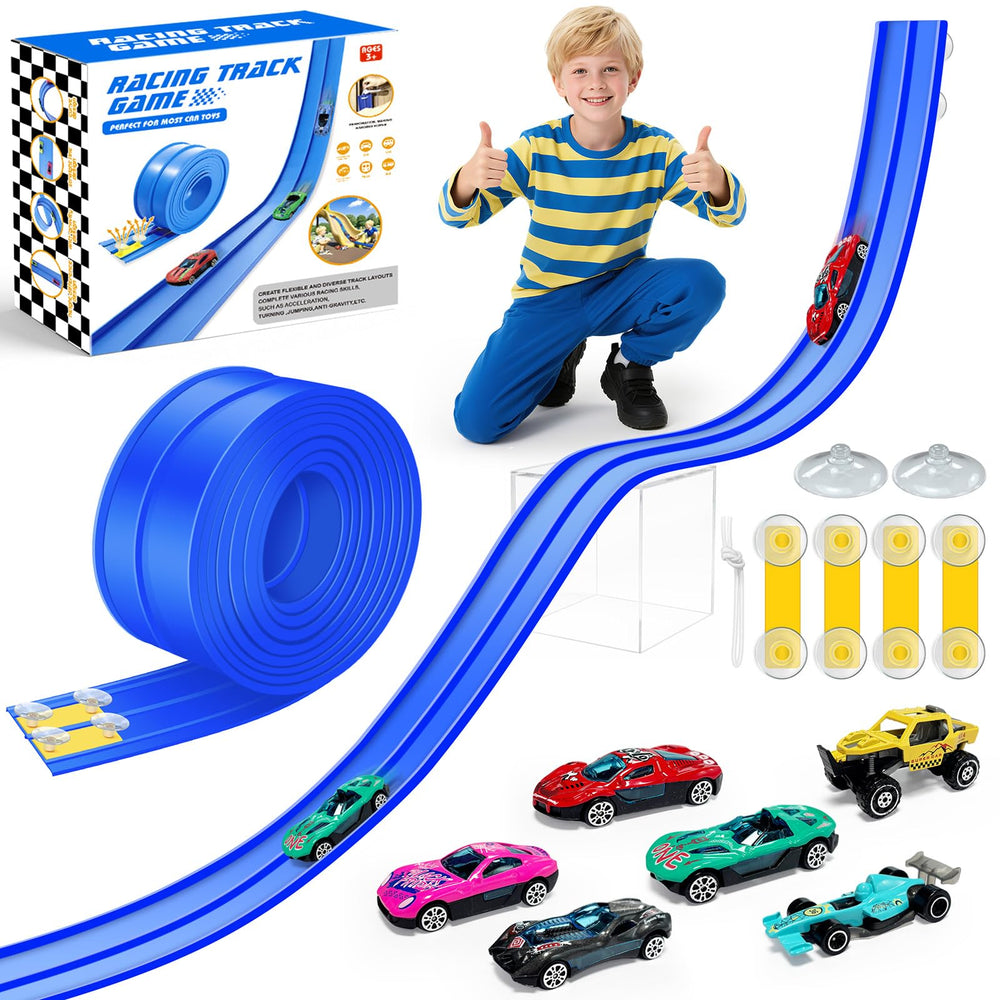 EFCRBS 15ft flex track dual-lane setup for competitive 1/64 scale racing.