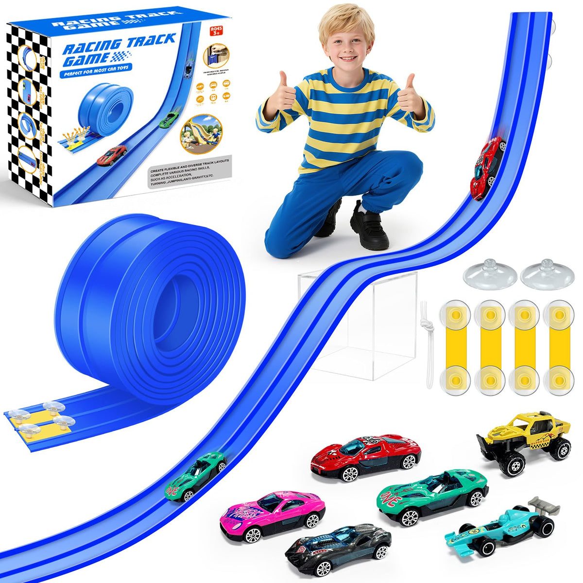 EFCRBS 15ft flex track dual-lane setup for competitive 1/64 scale racing.