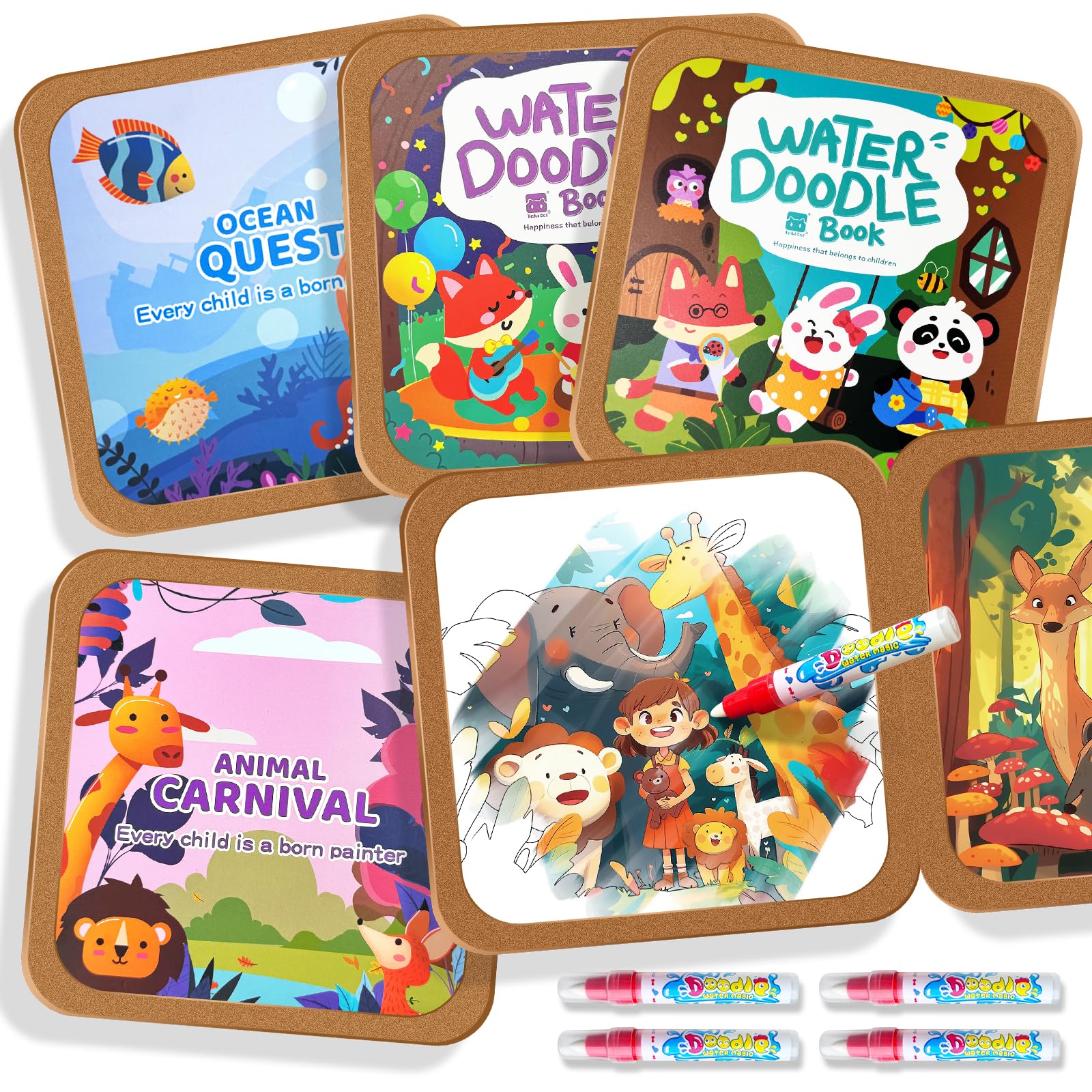 EFCRBS reusable water painting book animal page for mess-free imaginative drawing