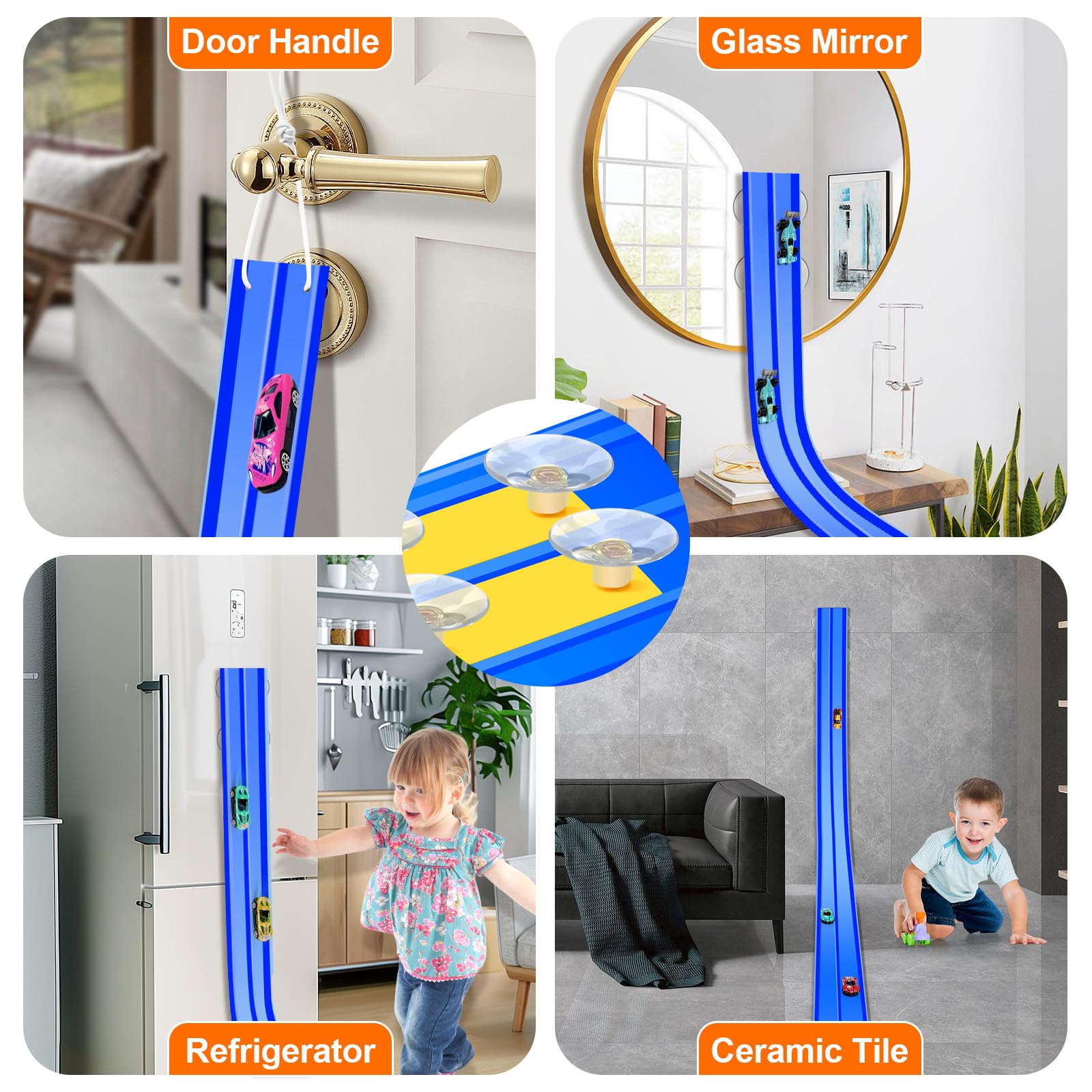 EFCRBS Rollable track stored compactly for easy take-along play.