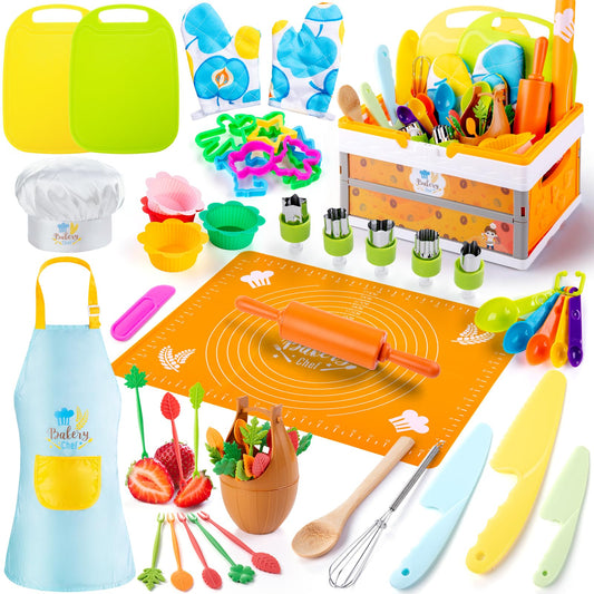 EFO SHM 52-piece kids cooking set shown in full for imaginative play and learning.