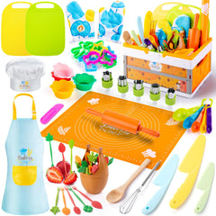 EFO SHM 52-piece kids cooking set shown in full for imaginative play and learning.