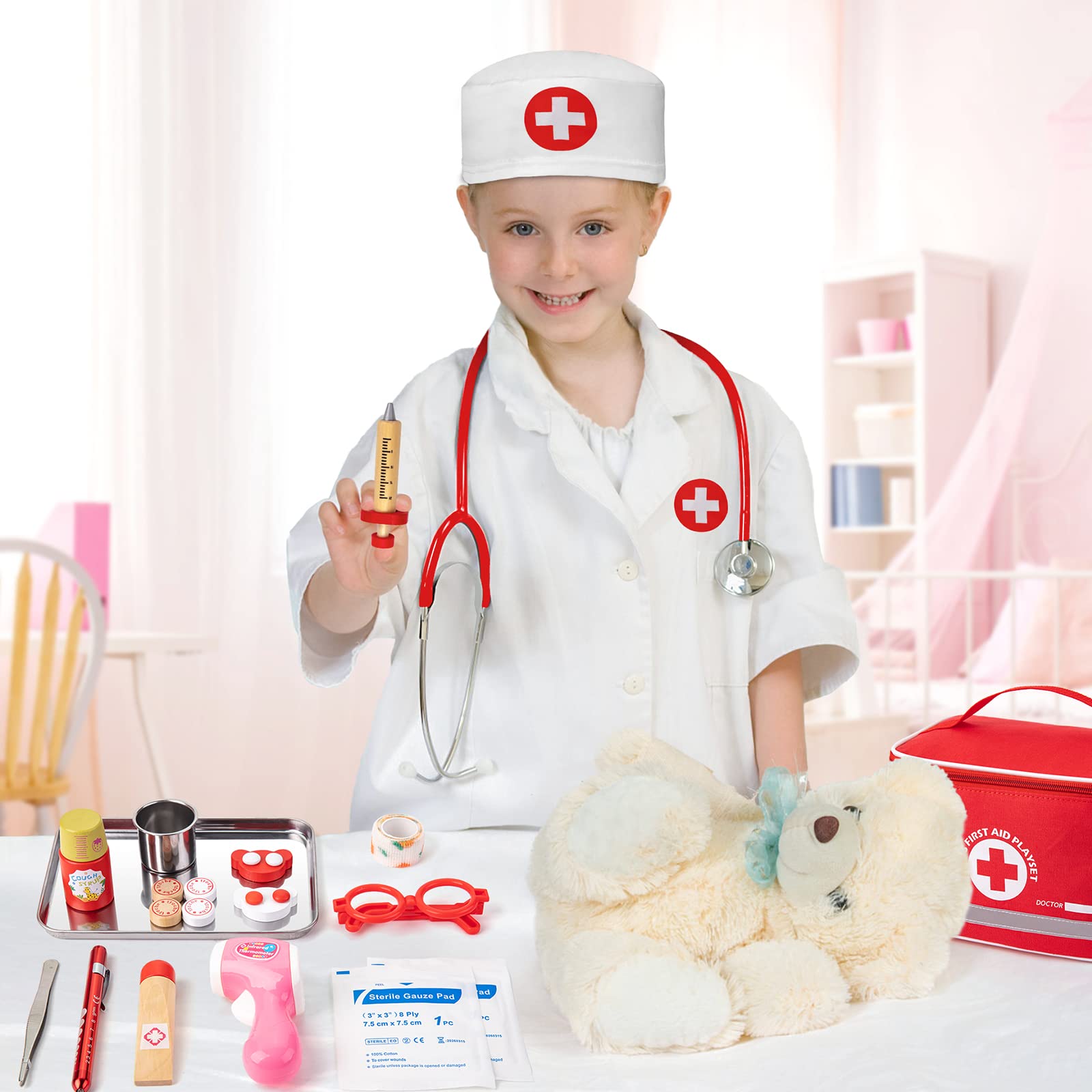 EFO SHM oxygen bottle and syringe set for realistic first aid pretend play.