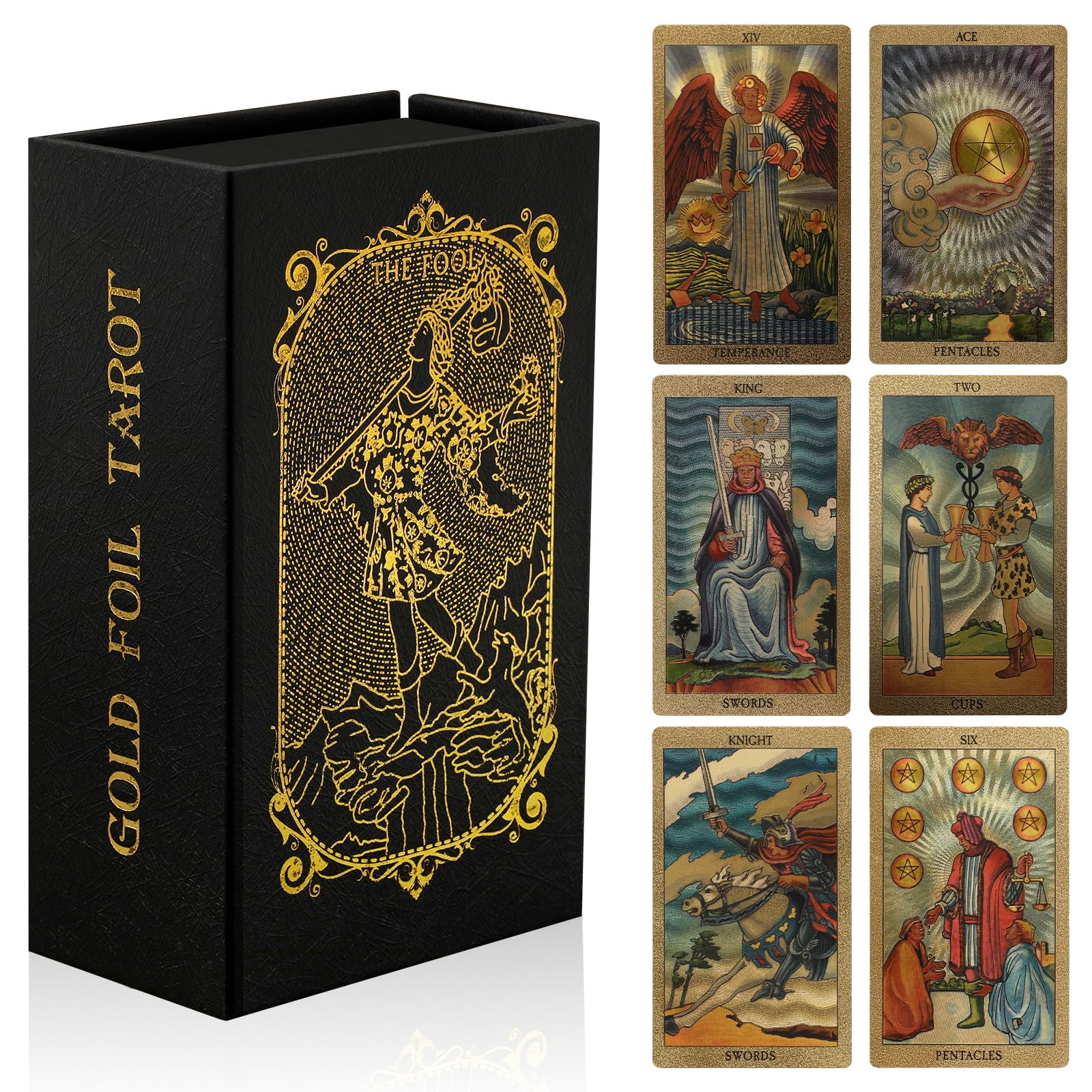 EGCUQ 78-card tarot front cover with gold foil, ideal for beginner readings