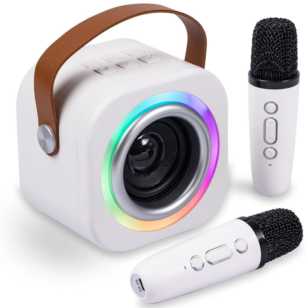EGivwcvic mini karaoke machine front view showing kid-friendly design for safe play