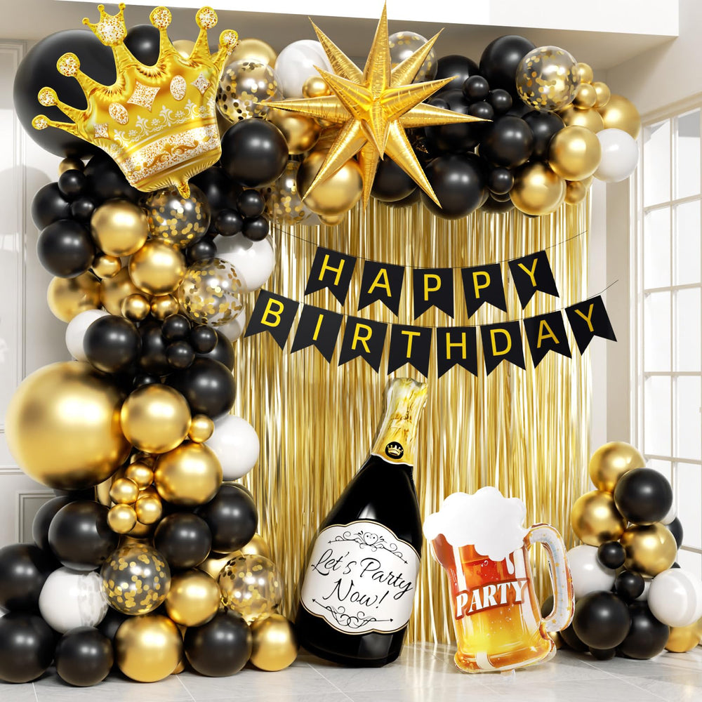 Globos negros EHOIHEI de 18 pulgadas crean fondo elegante para eventos.