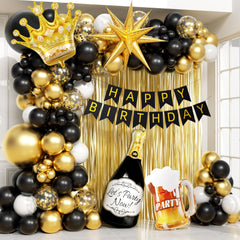 Globos negros EHOIHEI de 18 pulgadas crean fondo elegante para eventos.