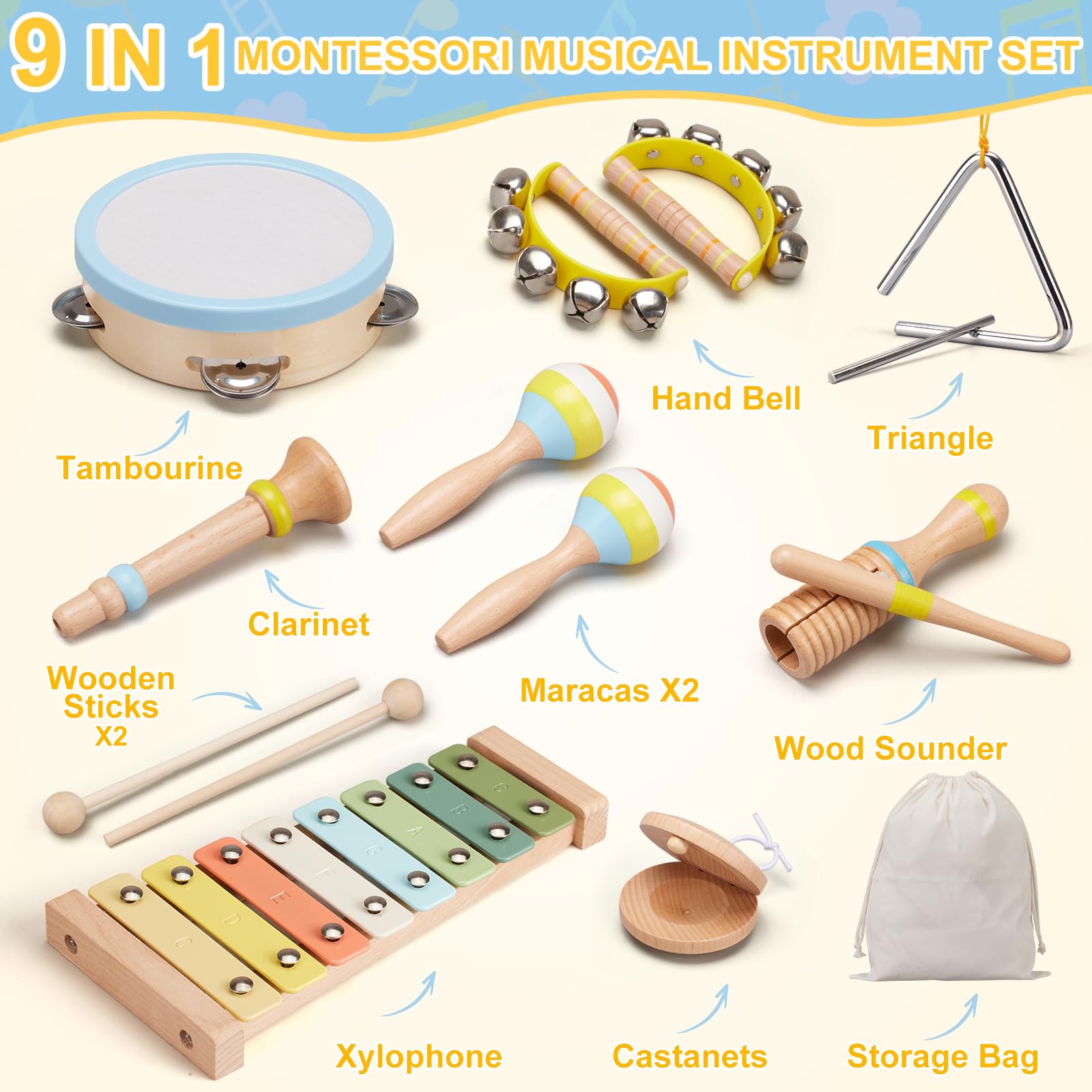 Ehome tambourine shown for hands-on musical play and motor skill practice.