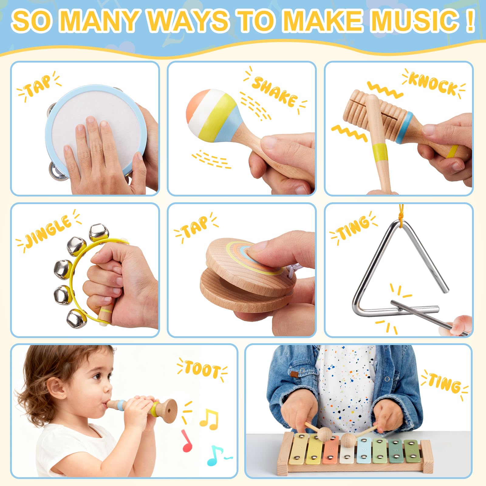 Ehome triangle instrument aiding timing and rhythm awareness during play.
