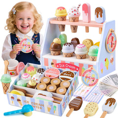 Ehome wooden ice cream counter boosts imaginative play and role‑play fun.